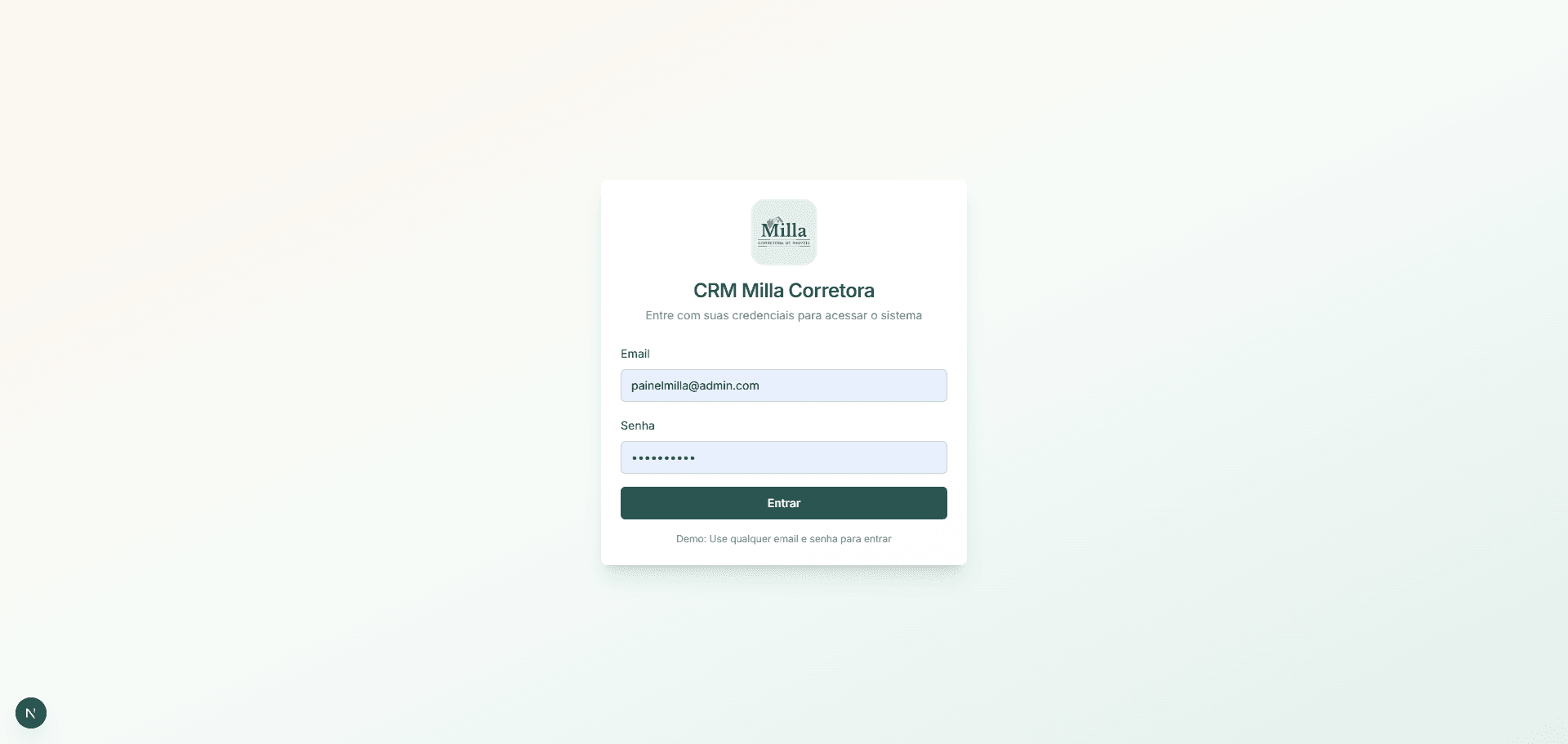 Imagem do projeto CRM Corretora Milla